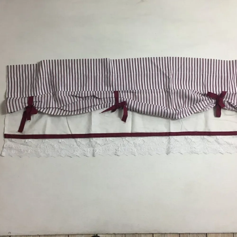 Springs Curtain Valance Striped Lace Trim 60x13
